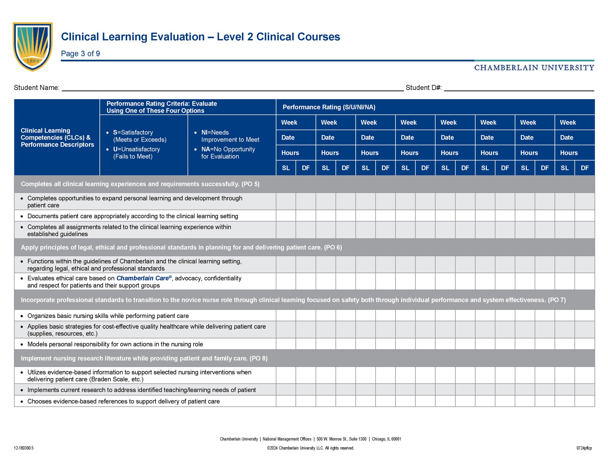 Picture of Clinical Learning Evaluation - Level 2 Clinical Courses (Interactive Electronic Only)